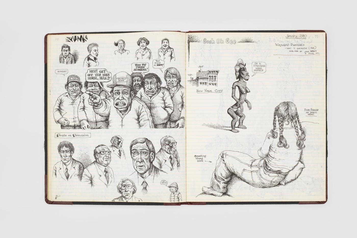 Robert Crumb, Sketchbook, 1979-1981, page de son carnet de croquis.