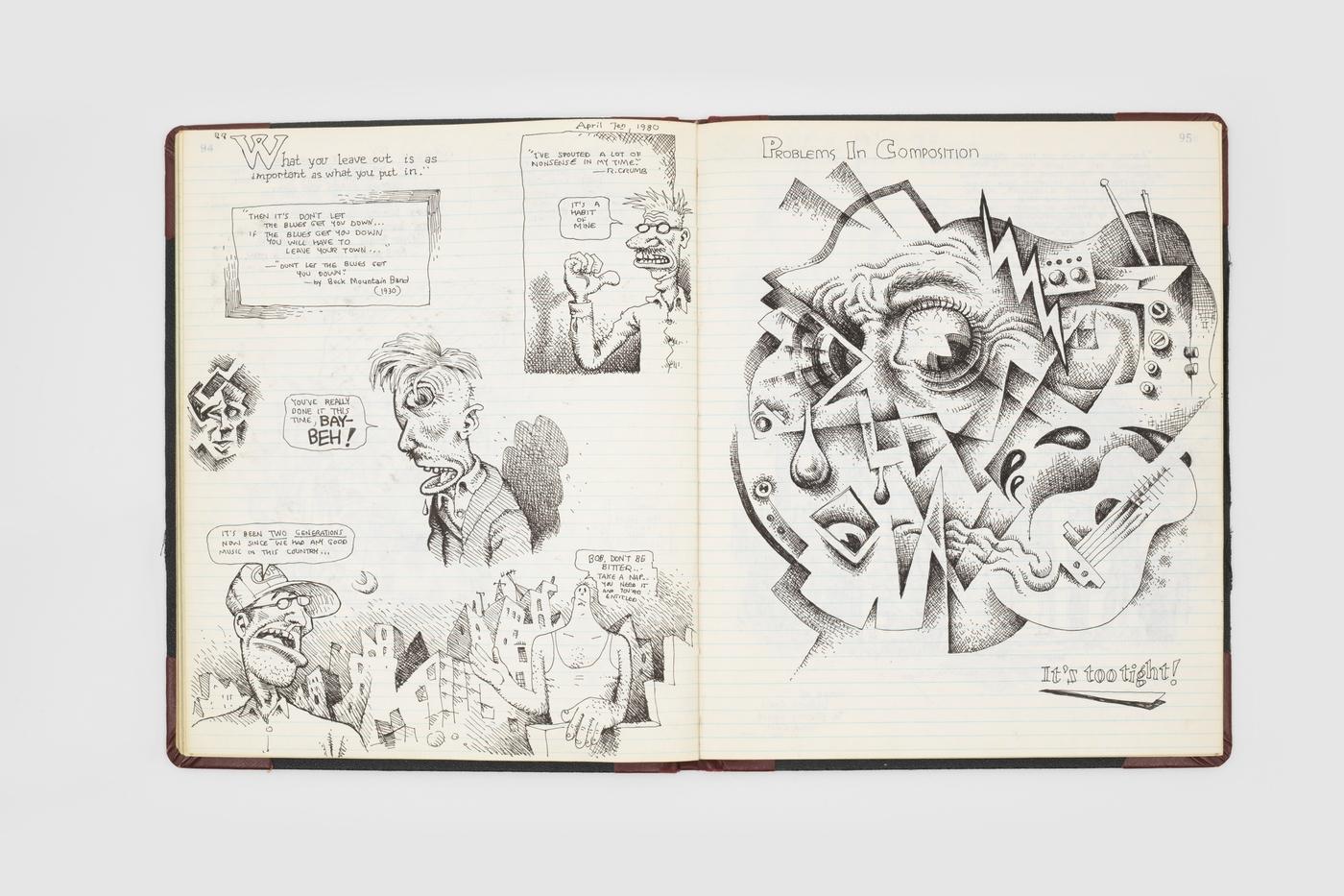 Robert Crumb, Sketchbook, 1979-1981, page de son carnet de croquis.