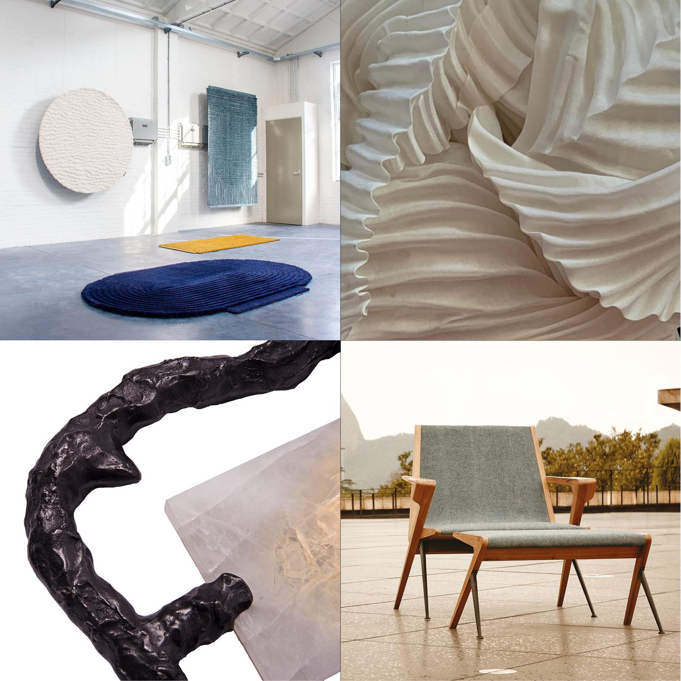 VENICE DESIGN
Nina van Bart, Zooming In, Zooming Out | Tufting Coll., au Studio van der Zandt
pendant la Dutch Design Week, 2017.
Donna Glubo-Schwartz, Cohesive White Twisted Object (détail), 2018.
Hicham Ghandour, luminaires muraux (détail), 2018.
Gisela Simas, Bia Chair and Ottoman, 2019.