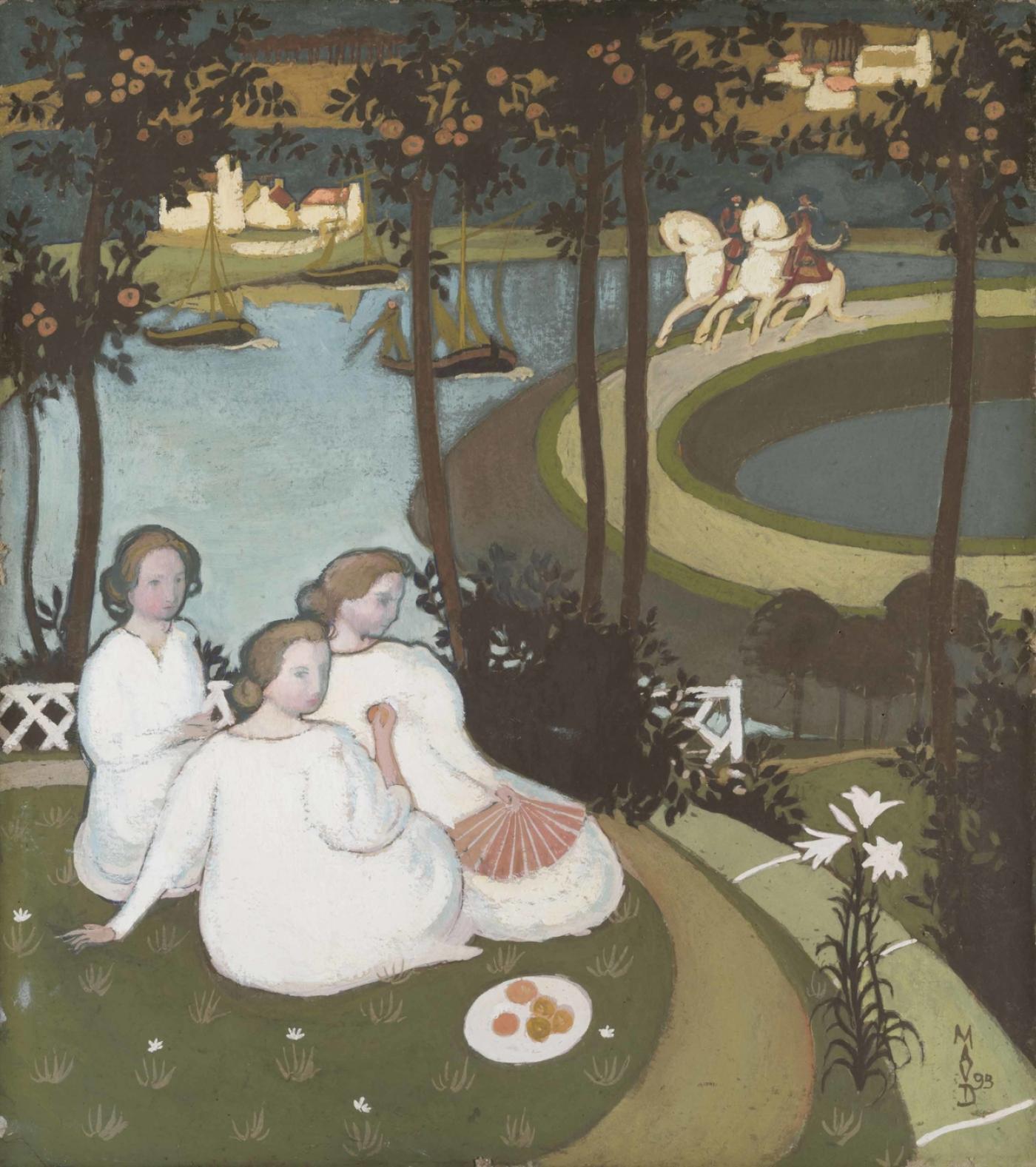 Maurice Denis, Légende de chevalerie ou Trois jeunes princesses (Première version à la gouache), 1893, vendu 703,500 euros par Christie's Paris en 2018.