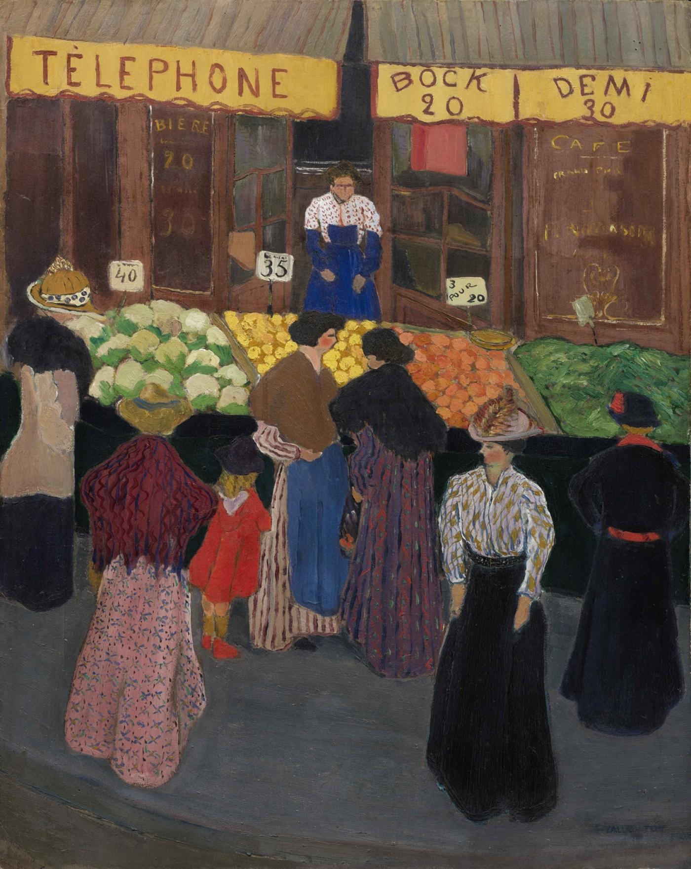 Félix Vallotton, Au Marché - recto (étude), Huile sur carton, vendu 3,492,500 Francs suisses par Sotheby's Zurich en 2016.