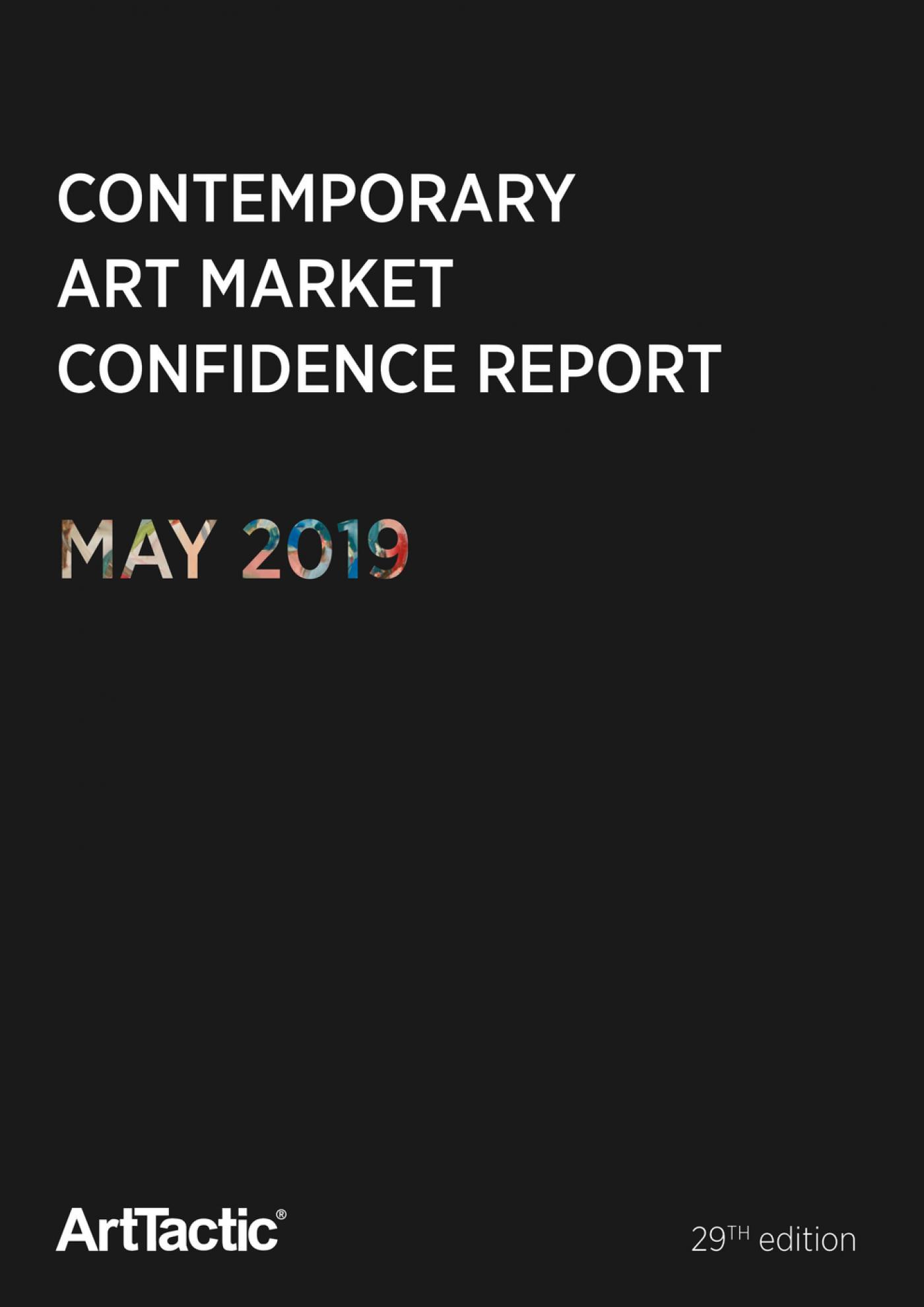 Couverture du rapport de Confiance sur le Marché de l'Art Contemporain pour le mois de mai 2019, édité par ArtTactic.