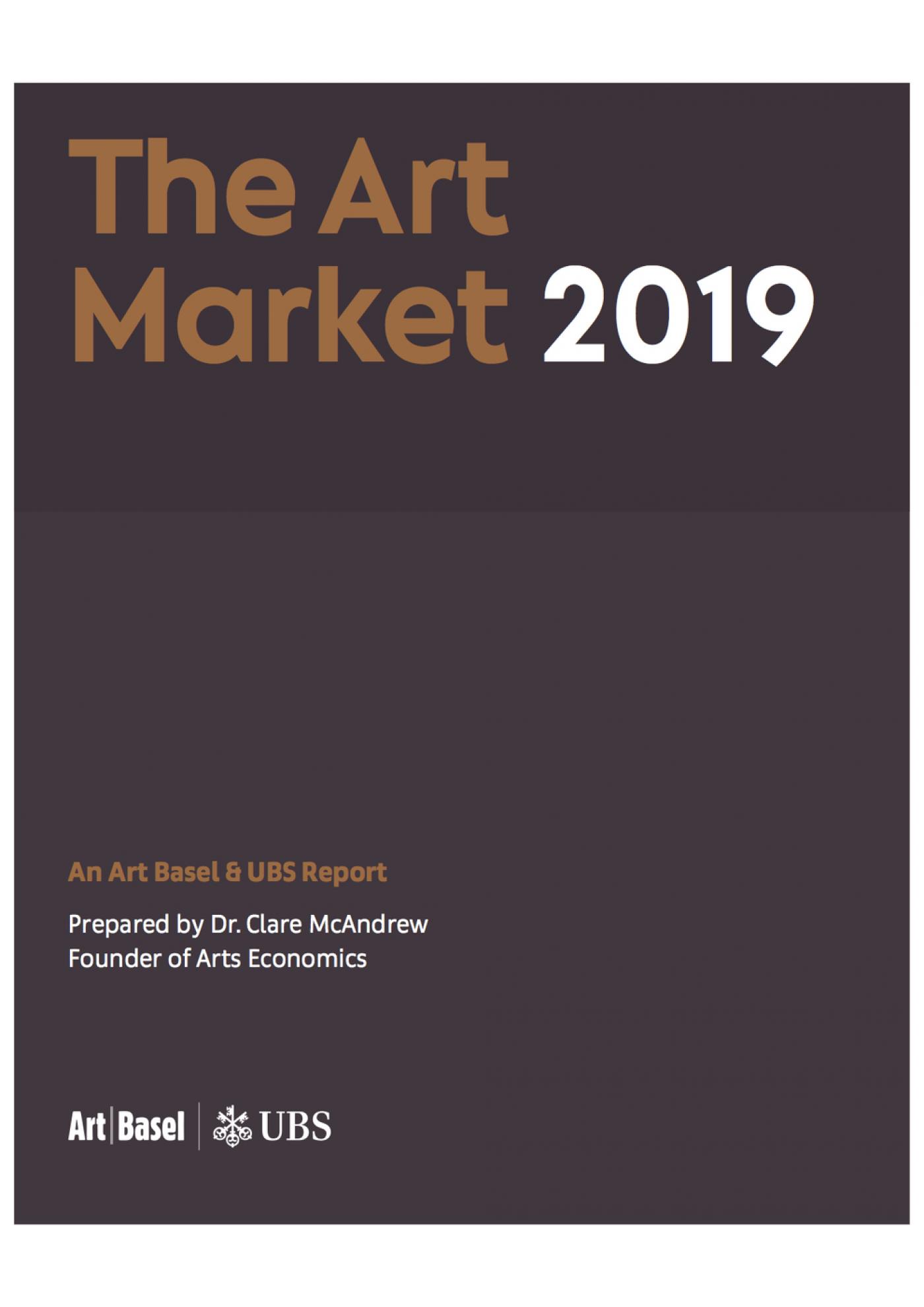 Couverture du rapport sur le Marché de l'Art 2019, édité par Art Basel et UBS Global Art Market.