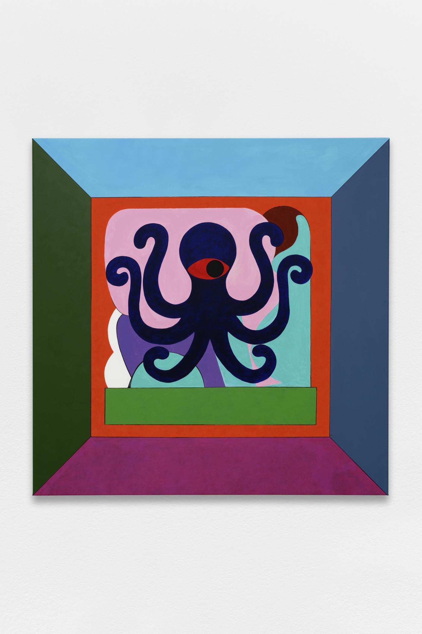 Ad Minoliti, "The Octopus", 2018-2019, acrylique sur toile 130 x 130 cm. Élément de l'installation "Keyboard", 2019.