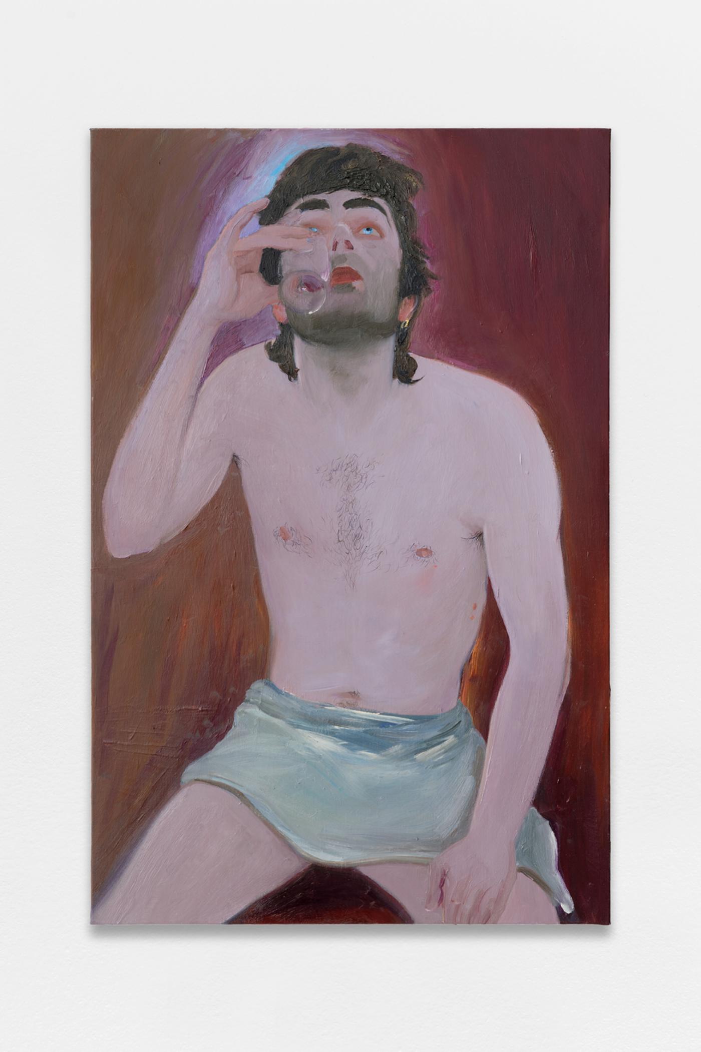 Xinyi Cheng, 'Clement', 2019, huile sur toile, 92 x 60 x 2,5 cm.