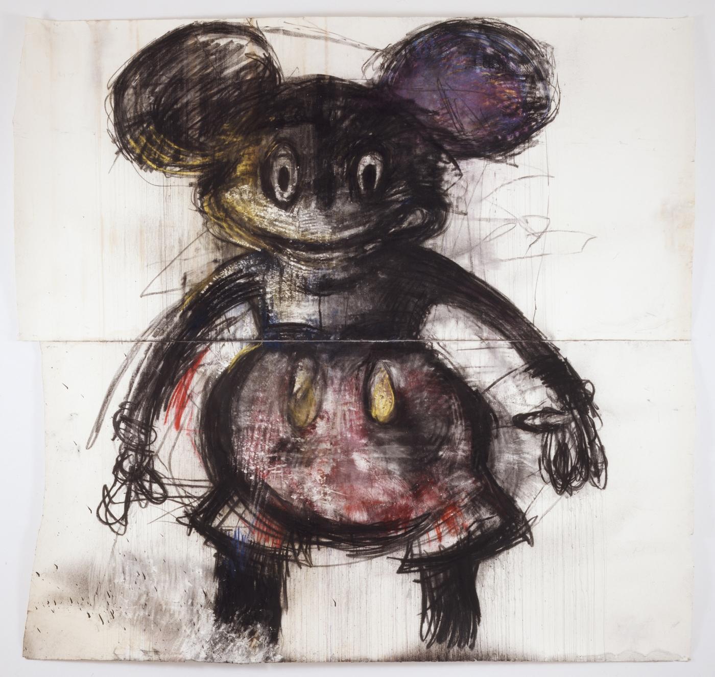 Joyce Pensato, "Big Mickey", 2007, Fusain et pastel sur papier, 320 x 304,8 cm.