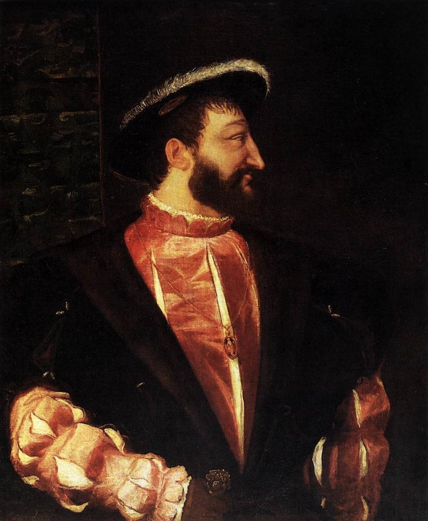 Tiziano Vecellio dit Titien, Portrait de François Ier, 1538 - 1539, huile sur toile, 109 x 89 cm. Présenté à Évreux du 9 février au 5 mai 2019 dans le cadre du projet « Le catalogue des désirs ».